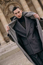 Alpaca Wool Coat "Humphrey" Grey Melange