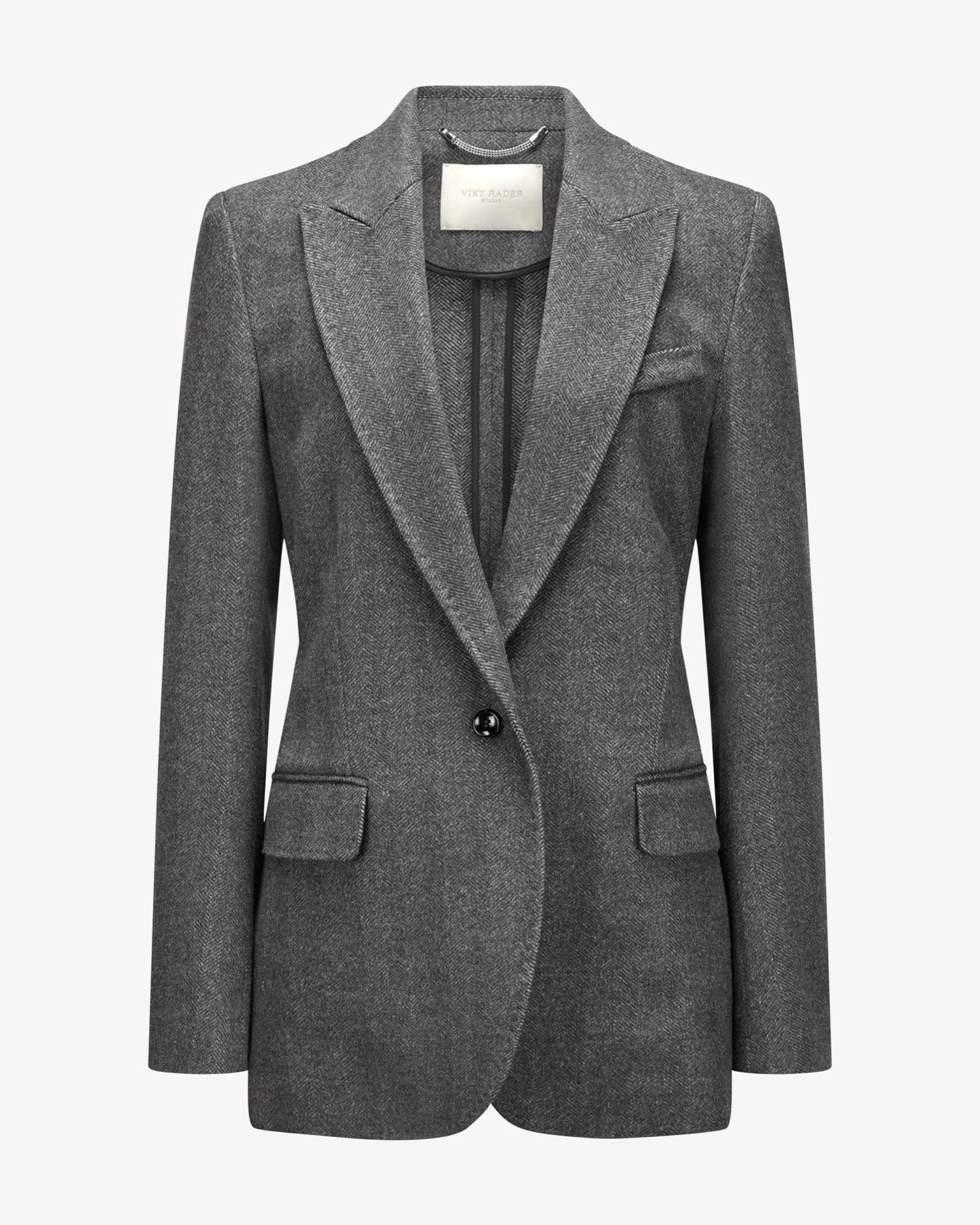 Cashmere Blazer "Marlene" - Grey Herringbone