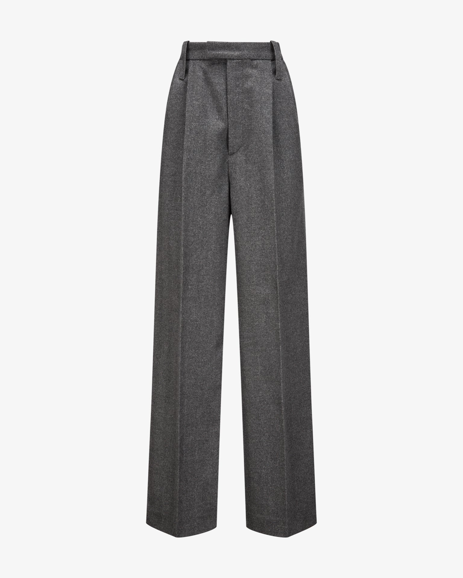 Virgin Wool Pants "Marlene" - Grey Herringbone