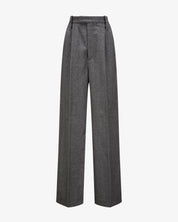 Virgin Wool Pants "Marlene" - Grey Herringbone