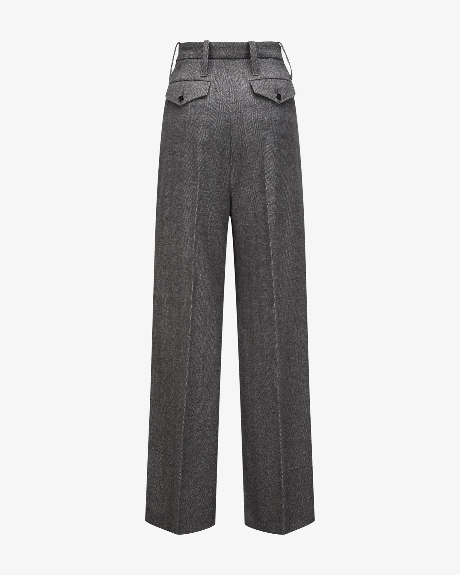 Virgin Wool Pants "Marlene" - Grey Herringbone