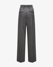 Virgin Wool Pants "Marlene" - Grey Herringbone