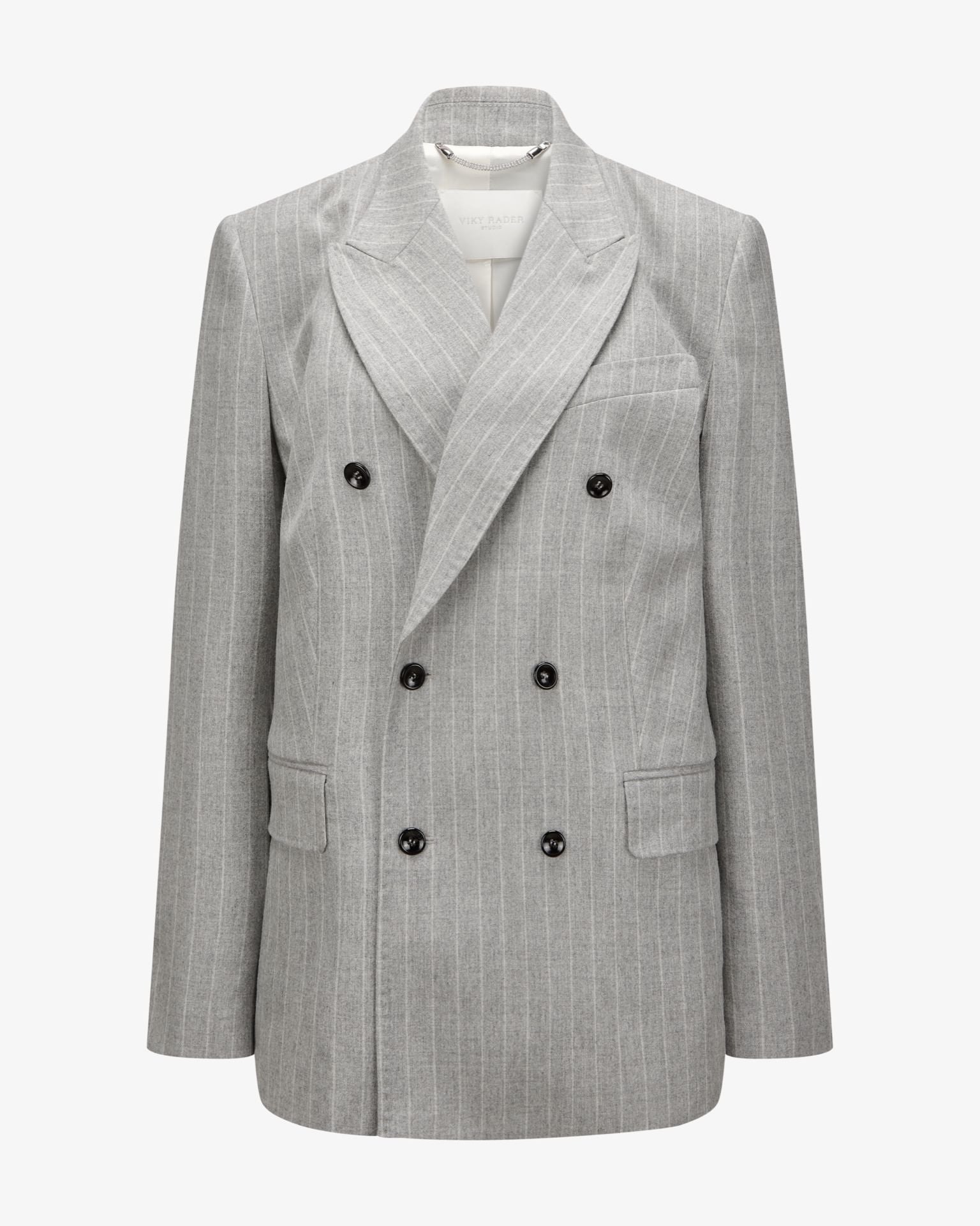 Pinstripe Blazer "Grace" - Grey